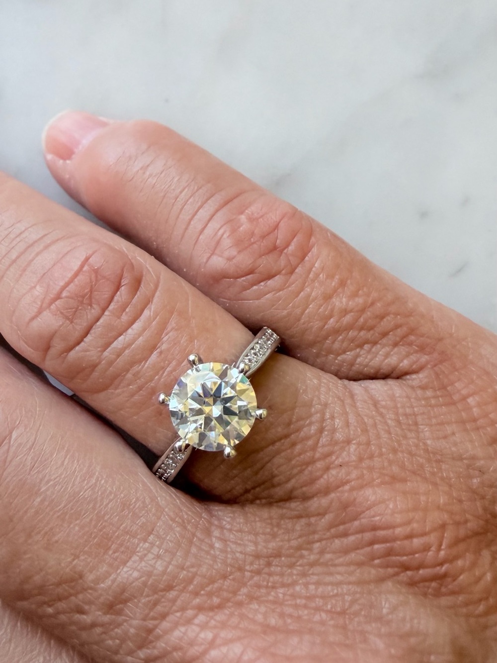 New Elegant 2 Carat Moissanite Ring with Pave' Band - Women Jewelry Size 7 - Picture 5 of 6